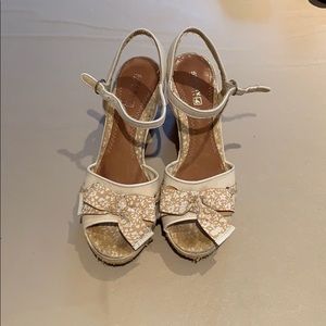 Sperry Top-Sider Paloma wedges nude white bow 8